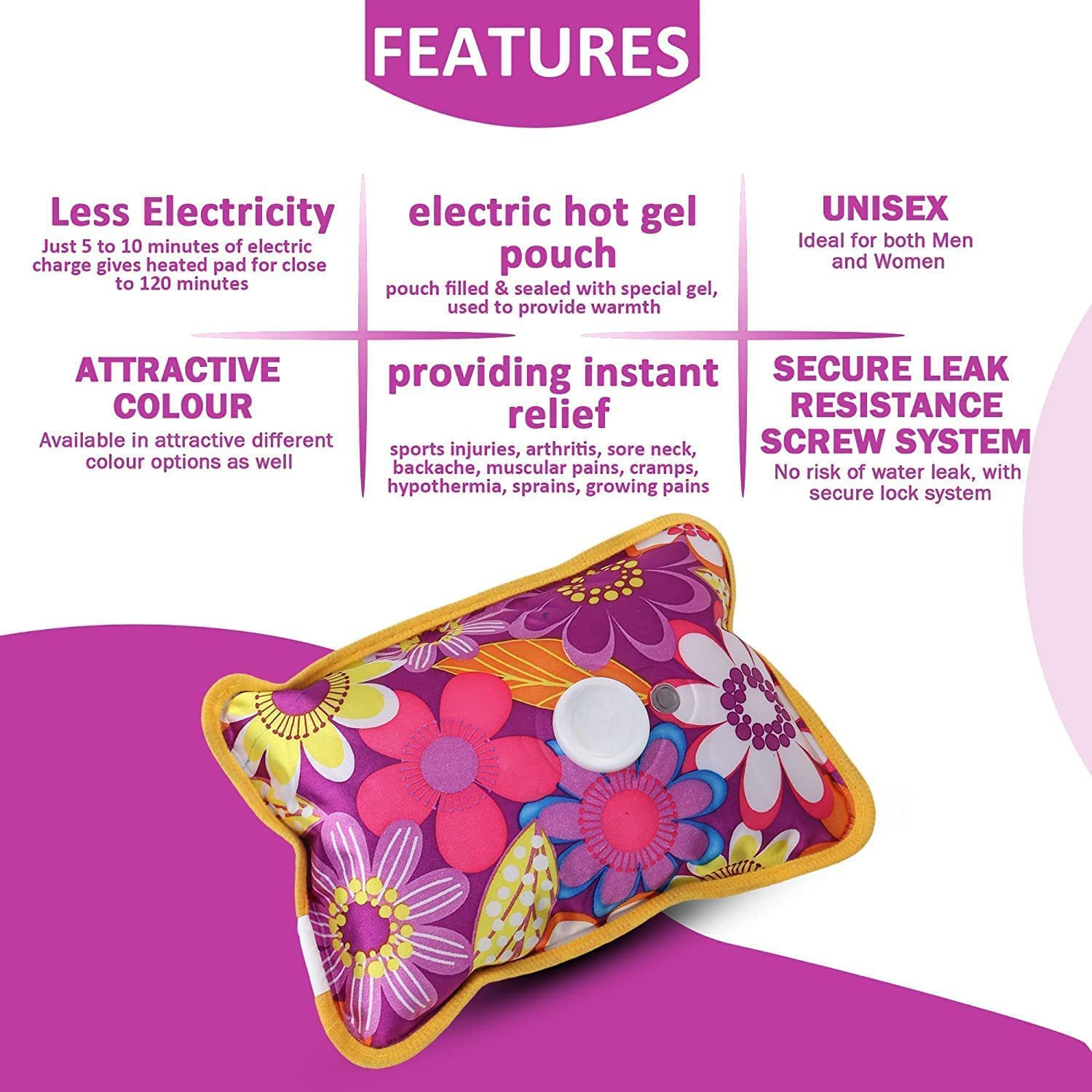 Cozy: Reusable Electric Heating Pad for Winters, Pain Relief & Muscle Relaxation with Charging Cord