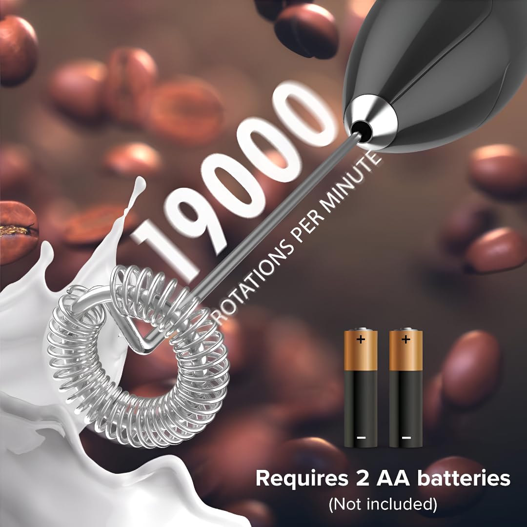 Frothi: Portable Handheld Coffee Frother for Latte, Cappuccino & Beverages, High-Speed Electric Milk Frother with Stainless Steel Whisk