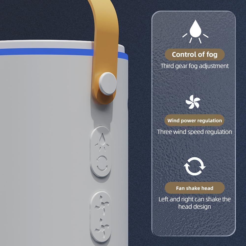 Breezo: Rechargeable Dual-Fan Air Cooler with Mist Spray – High Power Oscillating Mini AC with Remote, USB-C Charging, RGB Lights & Cold Air Blower for Home & Travel