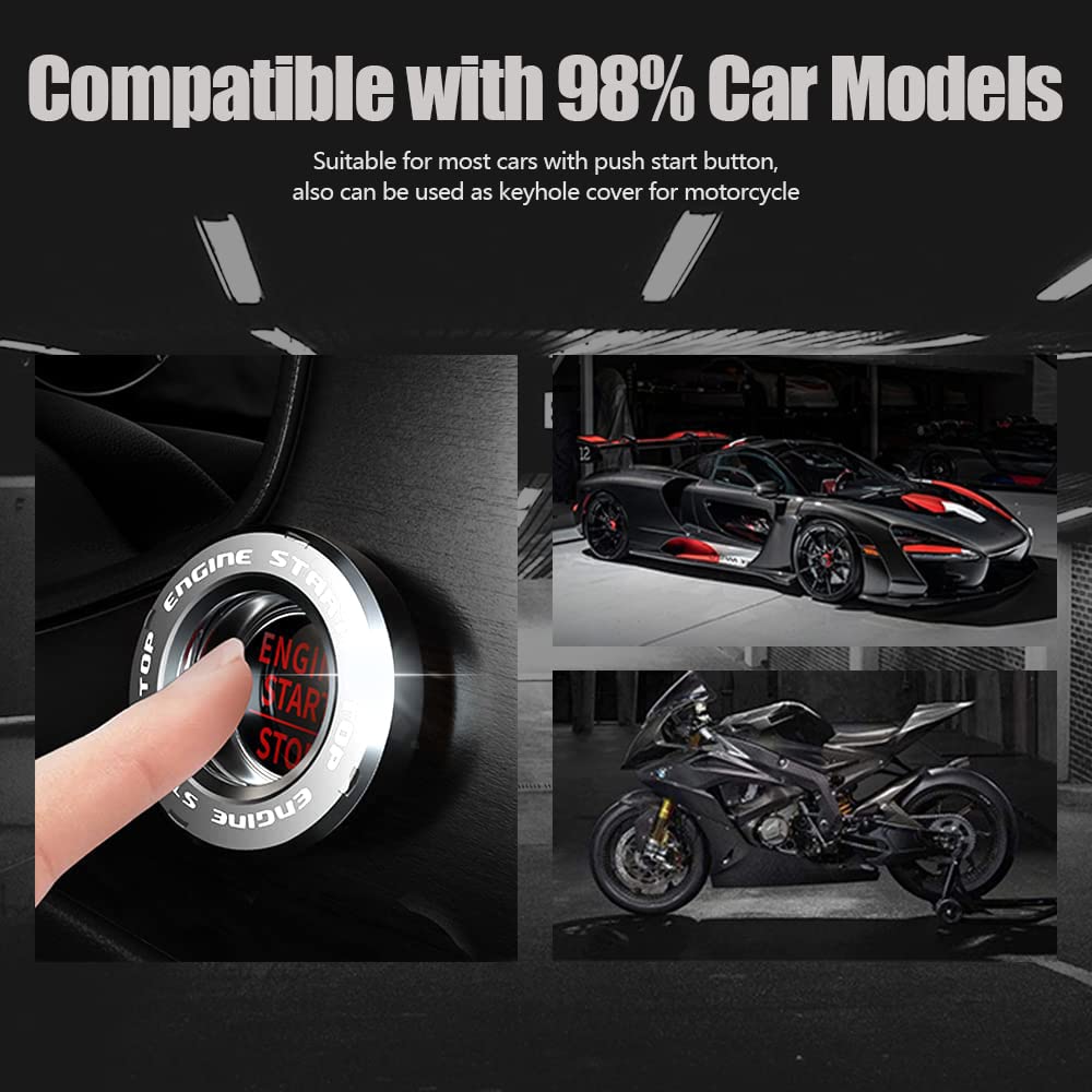 Ignitron: Engine Start/Stop Button Cover with Zinc Alloy Rotary Ring, Stylish Ignition Protector for Cars, SUVs & Motorcycles (Tungsten Gold Finish)