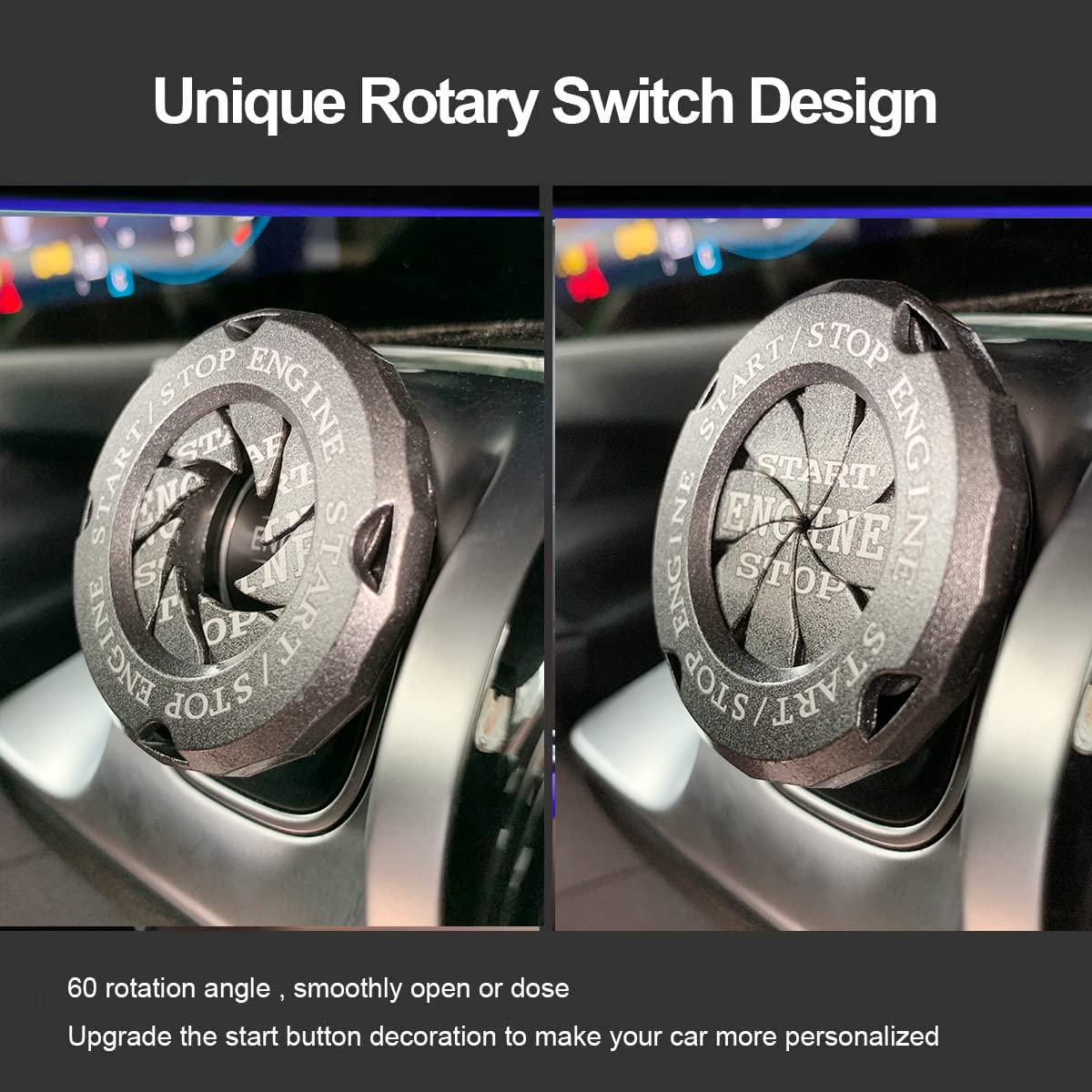 Ignitron: Engine Start/Stop Button Cover with Zinc Alloy Rotary Ring, Stylish Ignition Protector for Cars, SUVs & Motorcycles (Tungsten Gold Finish)