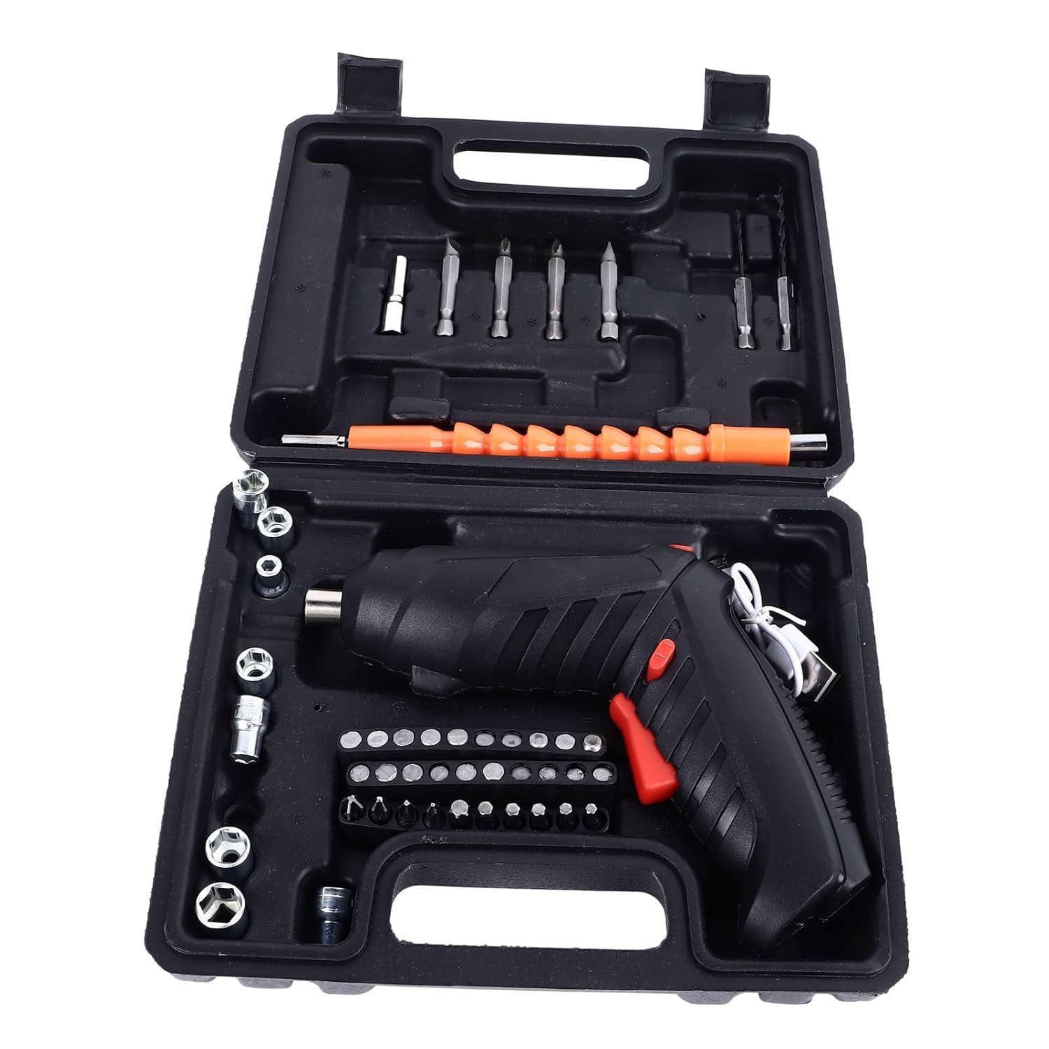 ToolKit: Cordless Electric Screwdriver Kit (47-Piece Set), 4.2V Rechargeable Portable Drill with USB Charging, 3.2Nm Torque for Home Repair & DIY