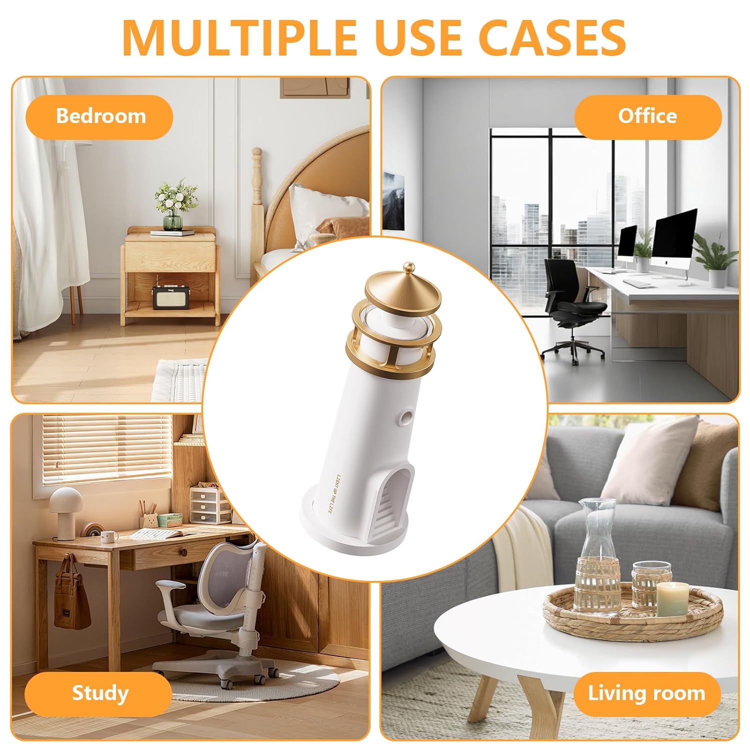 Beacon: Lighthouse Moonlight Projection Lamp with Bluetooth Speaker & Remote, Dimmable LED Night Light, Cute Moon Glow Table Lamp for Bedroom, Kids Room & Unique Gifting