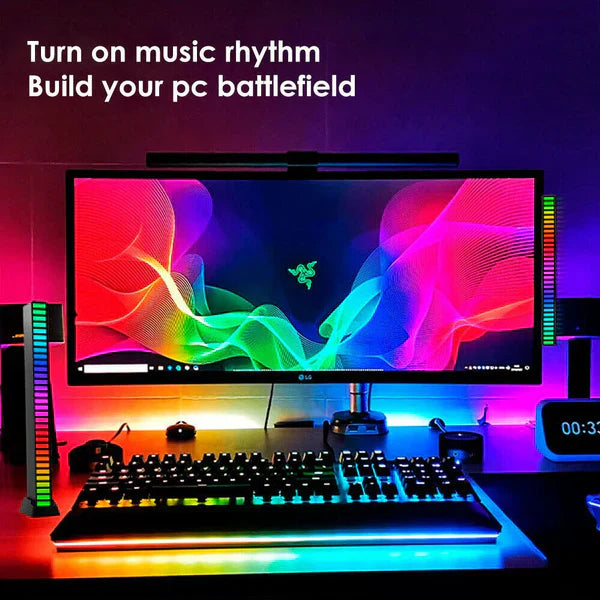 VibEQ: Sound Reactive RGB Light Bar, USB-C with In-built Mic & 32 Patterns, LED Strip for Car, Desk, Studio & Gaming Room
