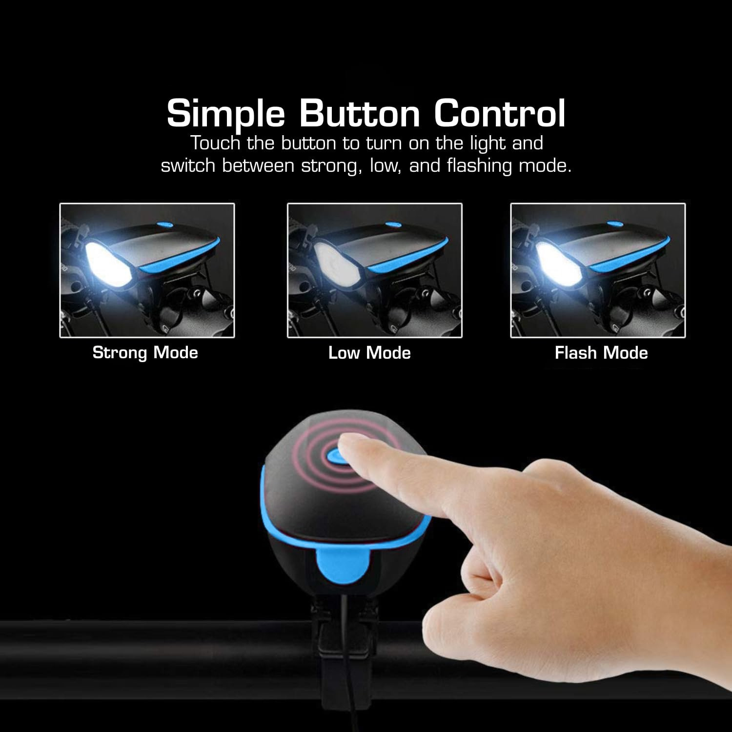 BikeMate: 2-in-1 Rechargeable Bicycle Light with Horn, Waterproof LED Headlamp with 3 Light Modes & 140dB Bike Bell for Night Rides & Cycling Safety