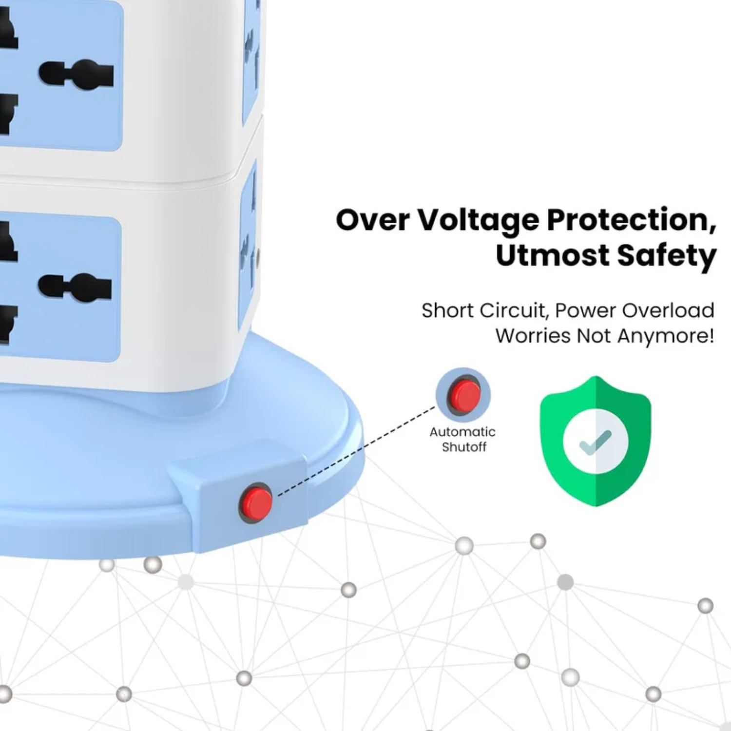 PowerX: Extension Board with 8 Outlets & 3 USB Ports, Surge-Protected Multi-port Power Strip for Home Electronics