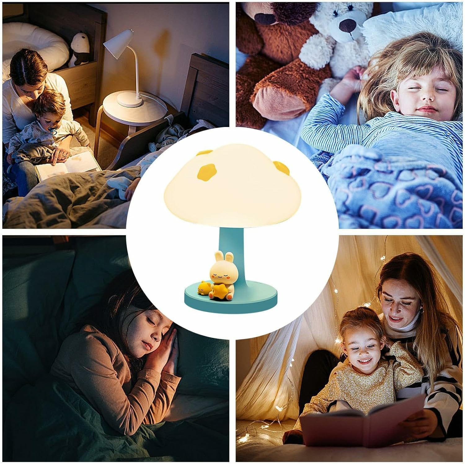 CloudBun: Bunny-Shaped Cloud Night Lamp with Tap Control – Soft Silicone Glow Light for Kids’ Bedrooms & Baby Nursery (3-Level Dimming, Rechargeable)