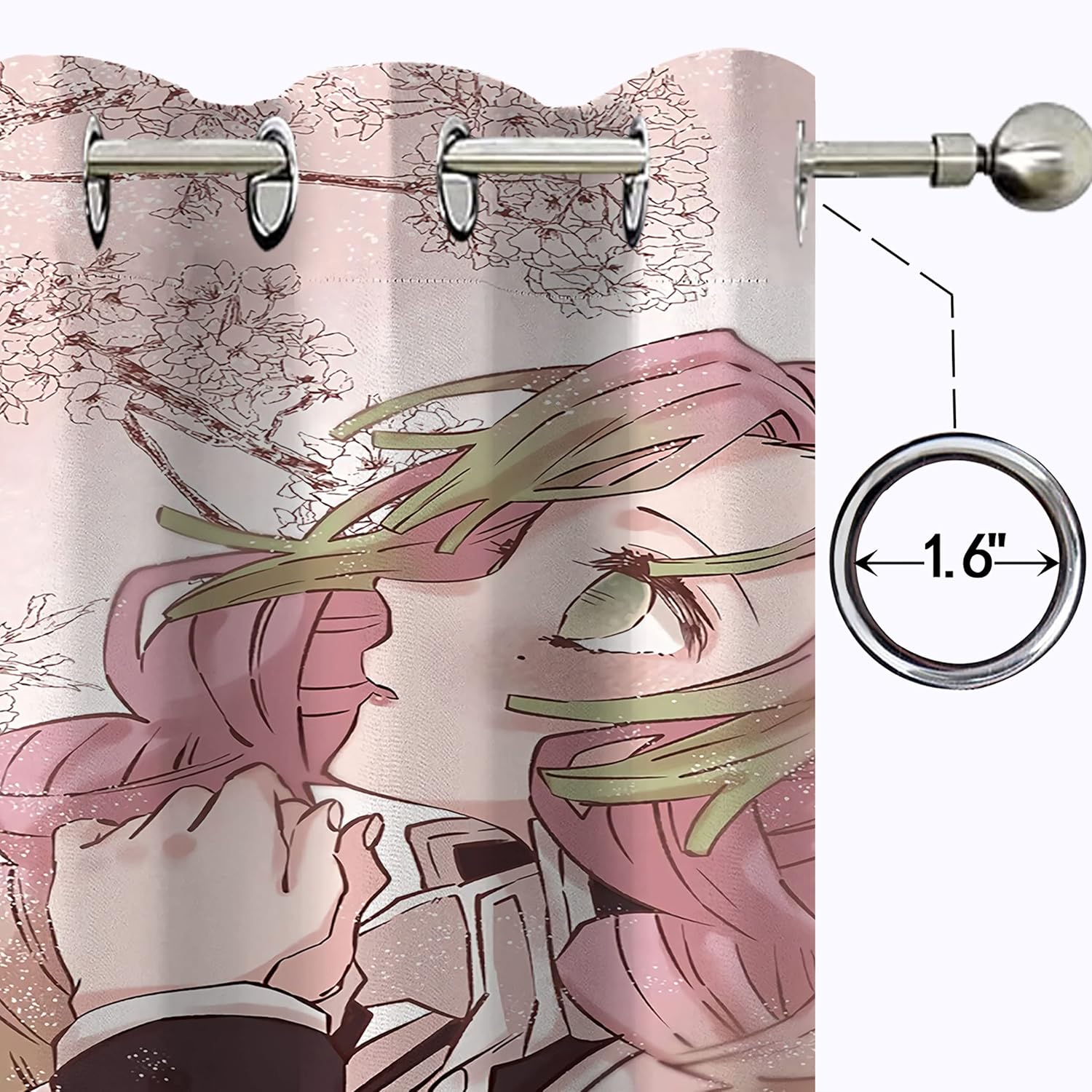 Anime Blackout Window Curtain,Exclusive Home Curtains Mitsuri and Muichirou Thermal Insulated Darkening for Living Room Bedroom Children's Room Decor,42x63Inch
