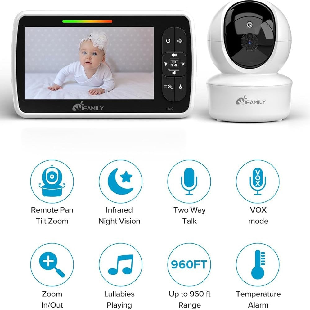 iFamily Video Baby Monitor with Pan-Tilt-Zoom Camera & 3.5" Screen