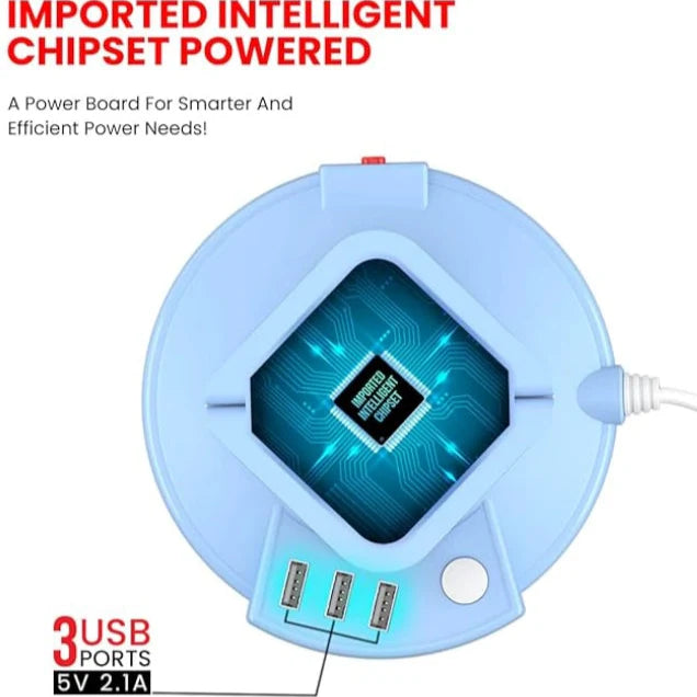 PowerX: Extension Board with 8 Outlets & 3 USB Ports, Surge-Protected Multi-port Power Strip for Home Electronics