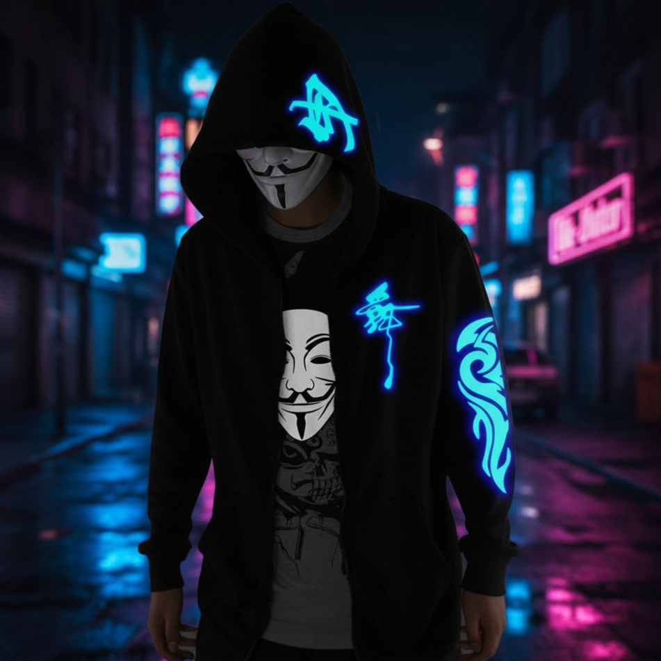 Glowing Neon Dragon Glow-in-the-Dark Hoodie