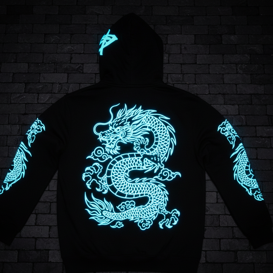Glowing Neon Dragon Glow-in-the-Dark Hoodie
