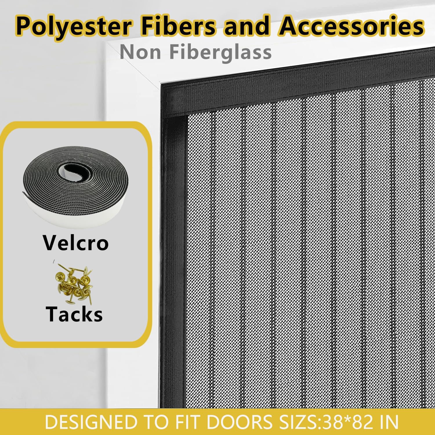 Magnetic Screen Door-Fit 38x82inch Door-Screen Door Itself Size 40x84inch-Screen Door Mesh Keeps Bugs Mosquito Out