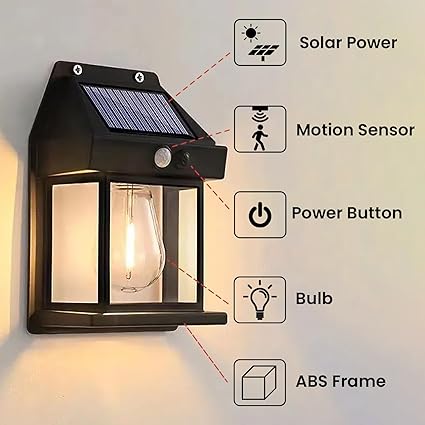 GIGAWATTS Solar Wall Lights Outdoor Motion Sensor Auto Chargeable Exterior LED Sconce